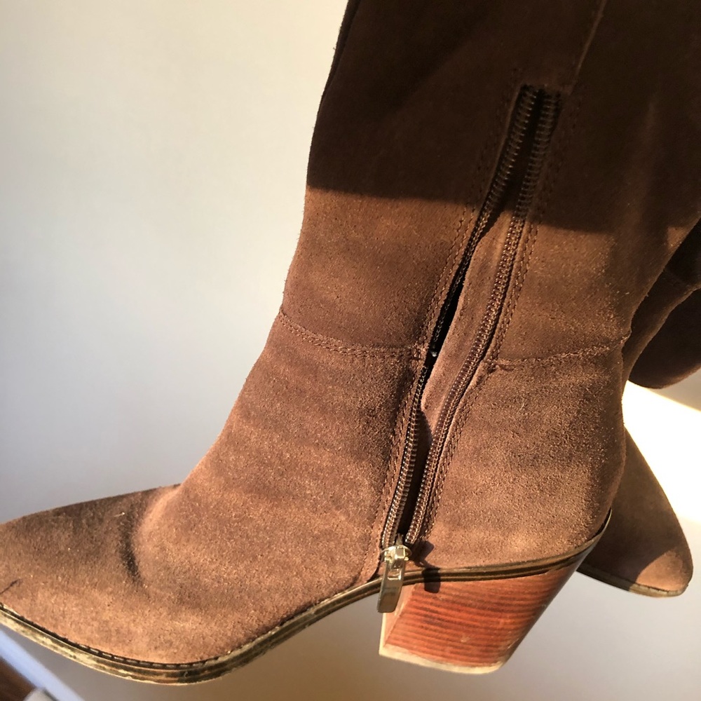 NINE WEST Brown Suade Long Heeled Boots